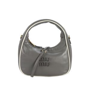 Miu Miu Womens Leather Zipper Closure Satchel Shoulder Handbag Gray